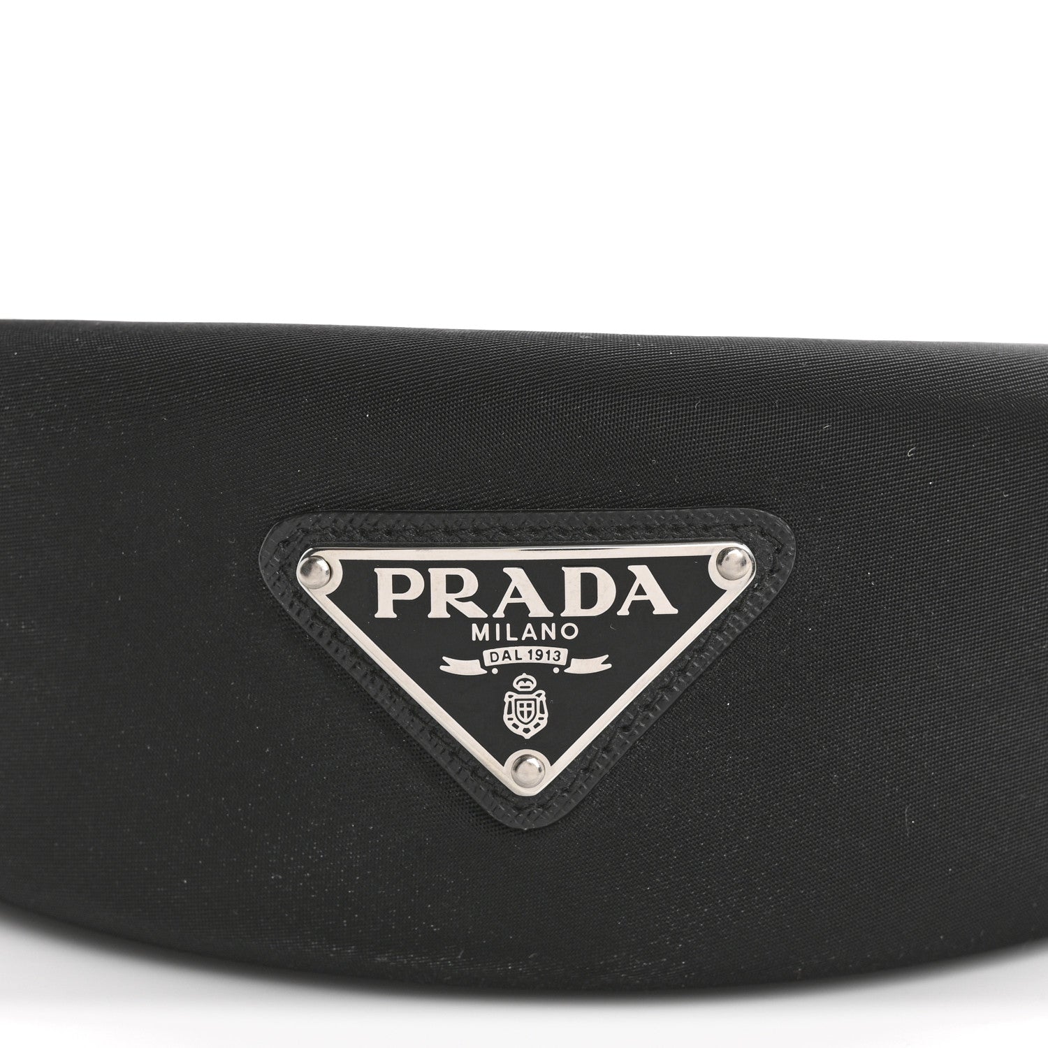 Prada Re-Nylon Metal Triangle Logo Headband Black