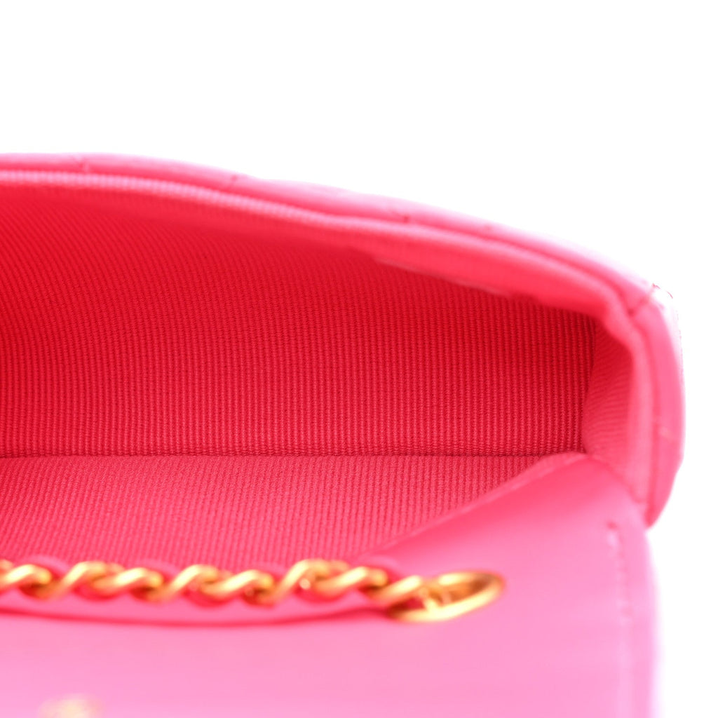 Chanel Lambskin Enamel Quilted Mini Chain Belt Bag Pink