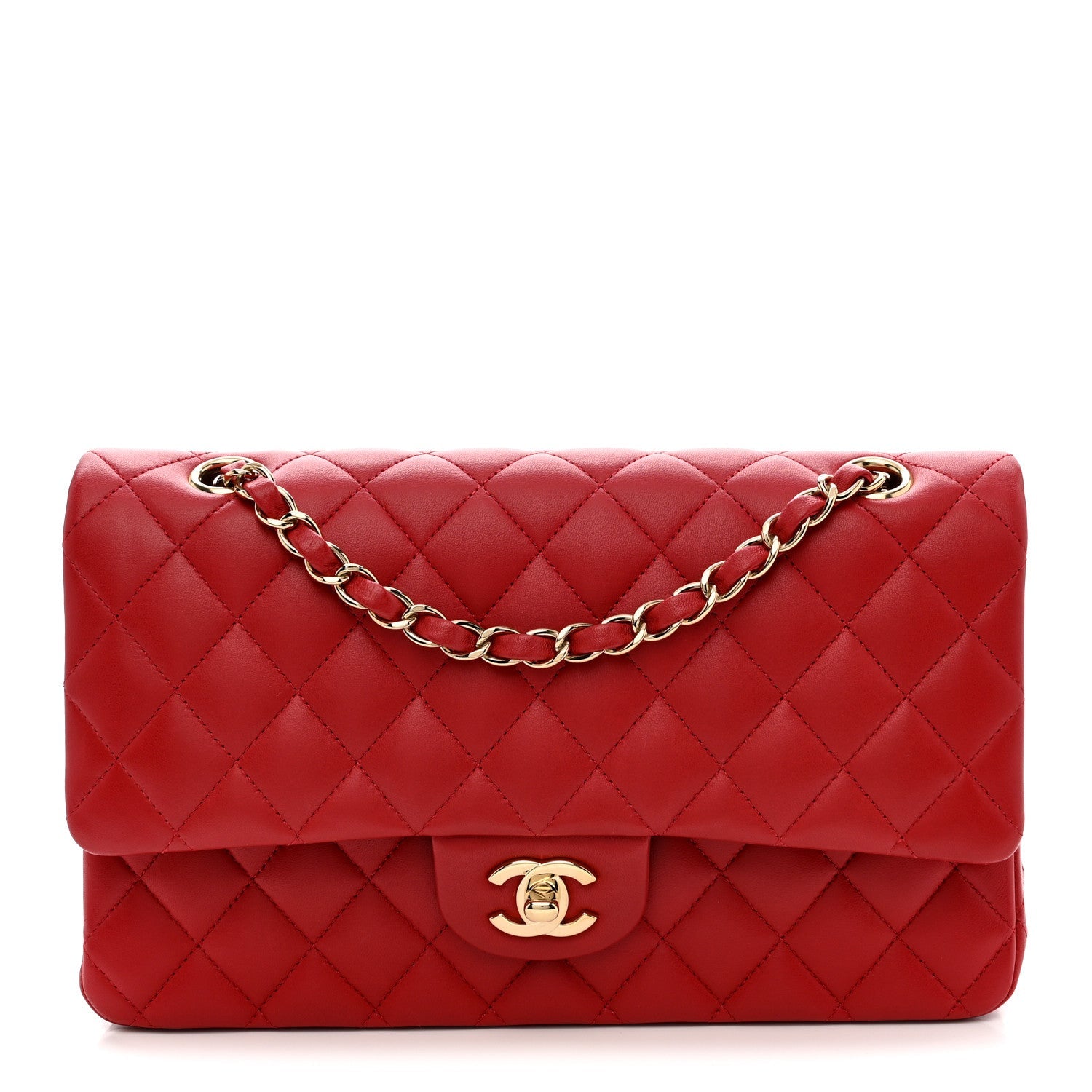 Chanel Lambskin Quilted Medium Double Flap Red