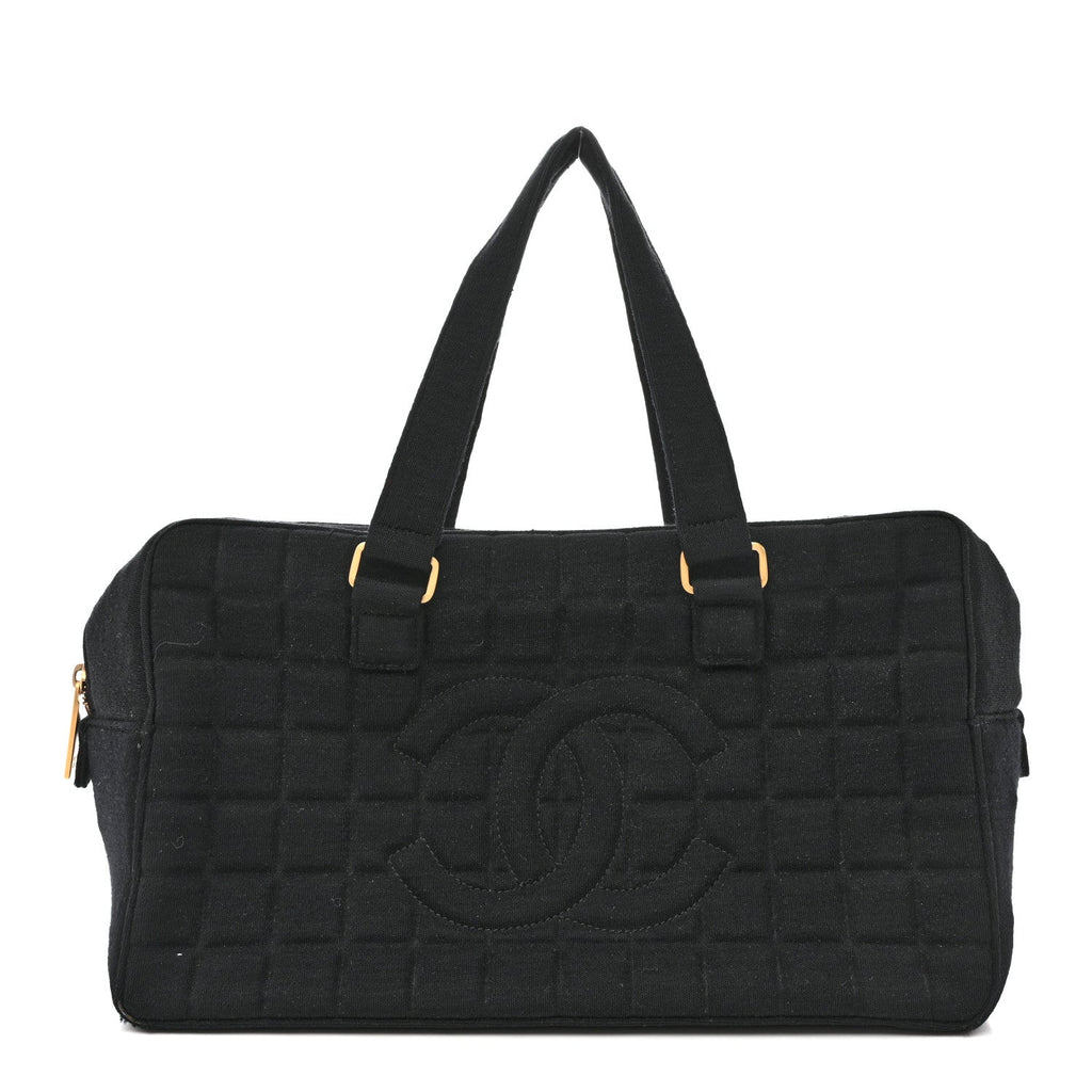 Chanel Jersey Square Quilted Bowler Black