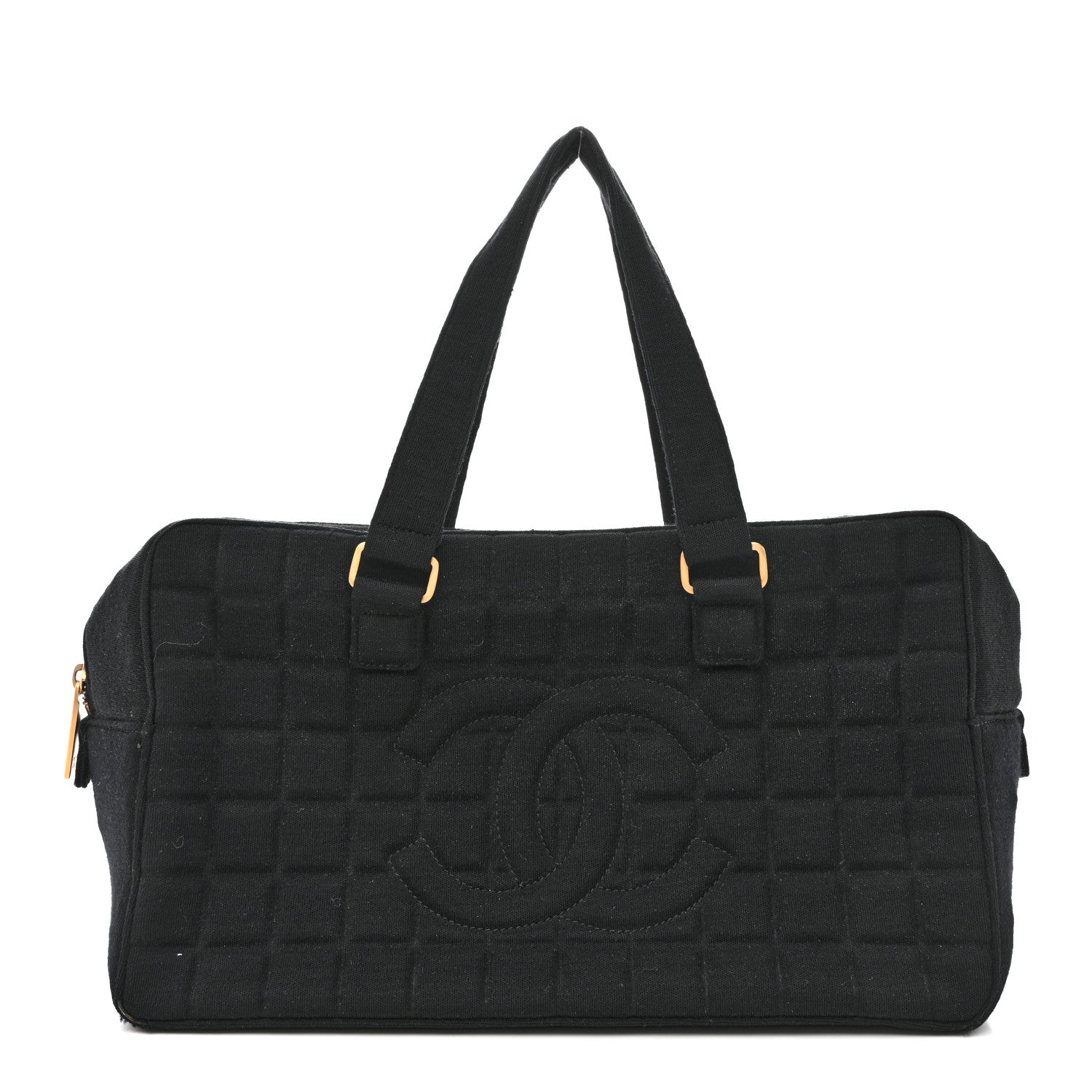 Chanel Jersey Square Quilted Bowler Black