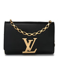 Louis Vuitton Calfskin Chain Louise MM Black