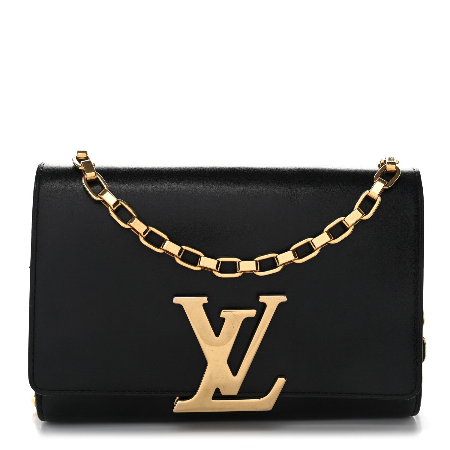 Louis Vuitton Calfskin Chain Louise MM Black