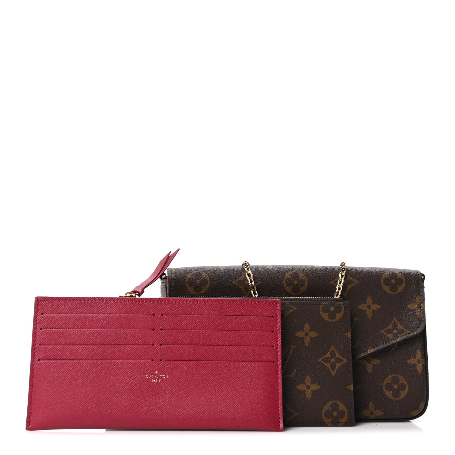 Louis Vuitton Monogram Pochette Felicie Chain Wallet Fuchsia