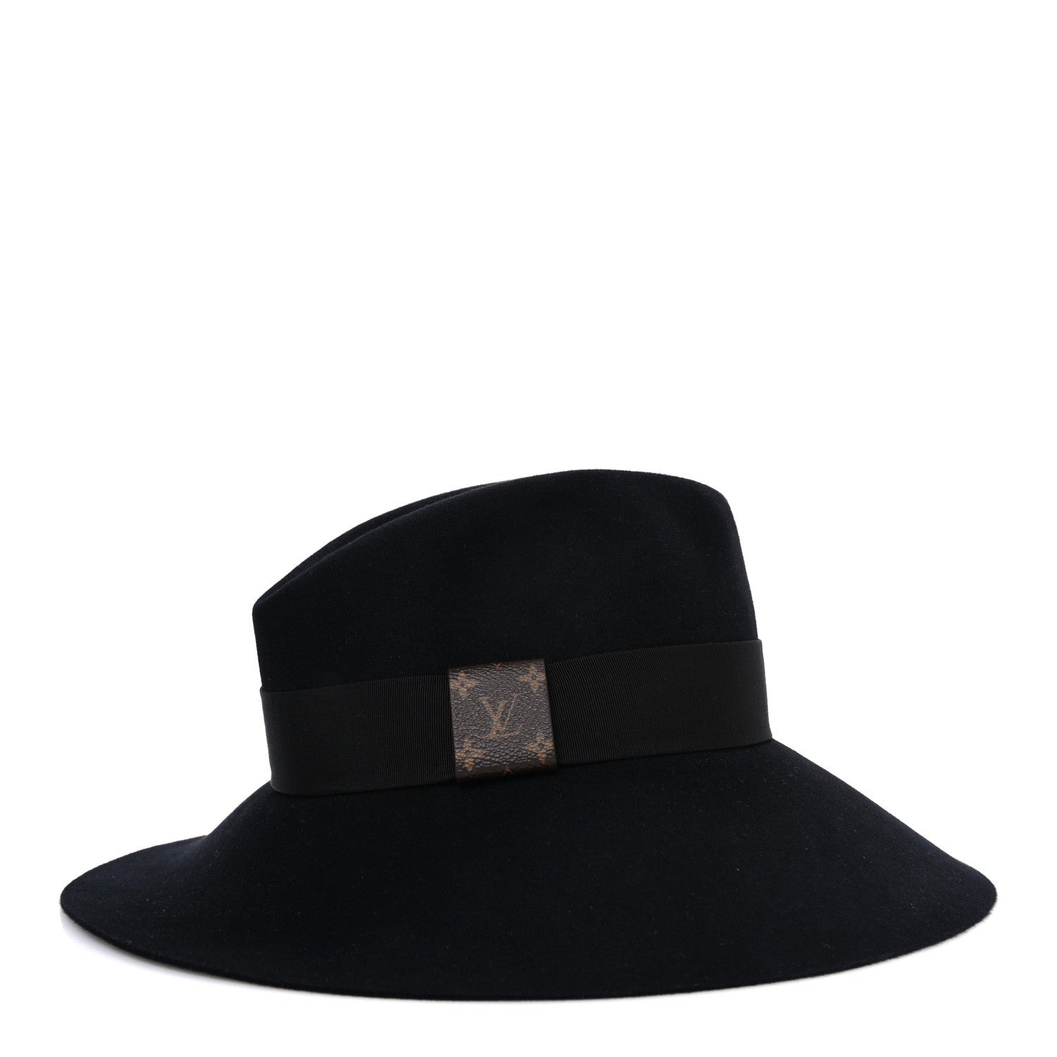 Louis Vuitton Felt Leather Monogram Fedora XL Hat Black