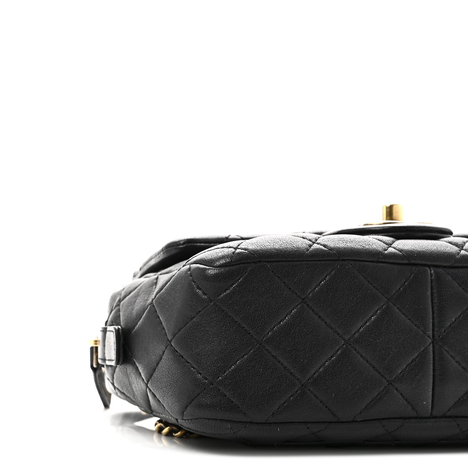 Chanel Sheepskin Quilted Trapezio Camera Case Black
