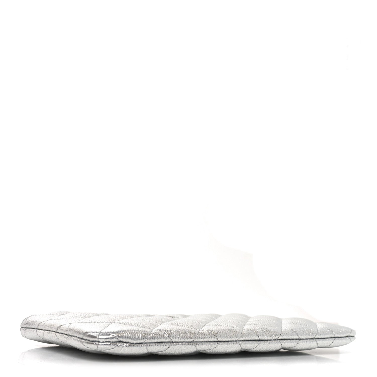 Metallic Caviar Quilted Small Zipped Pouch Silvery