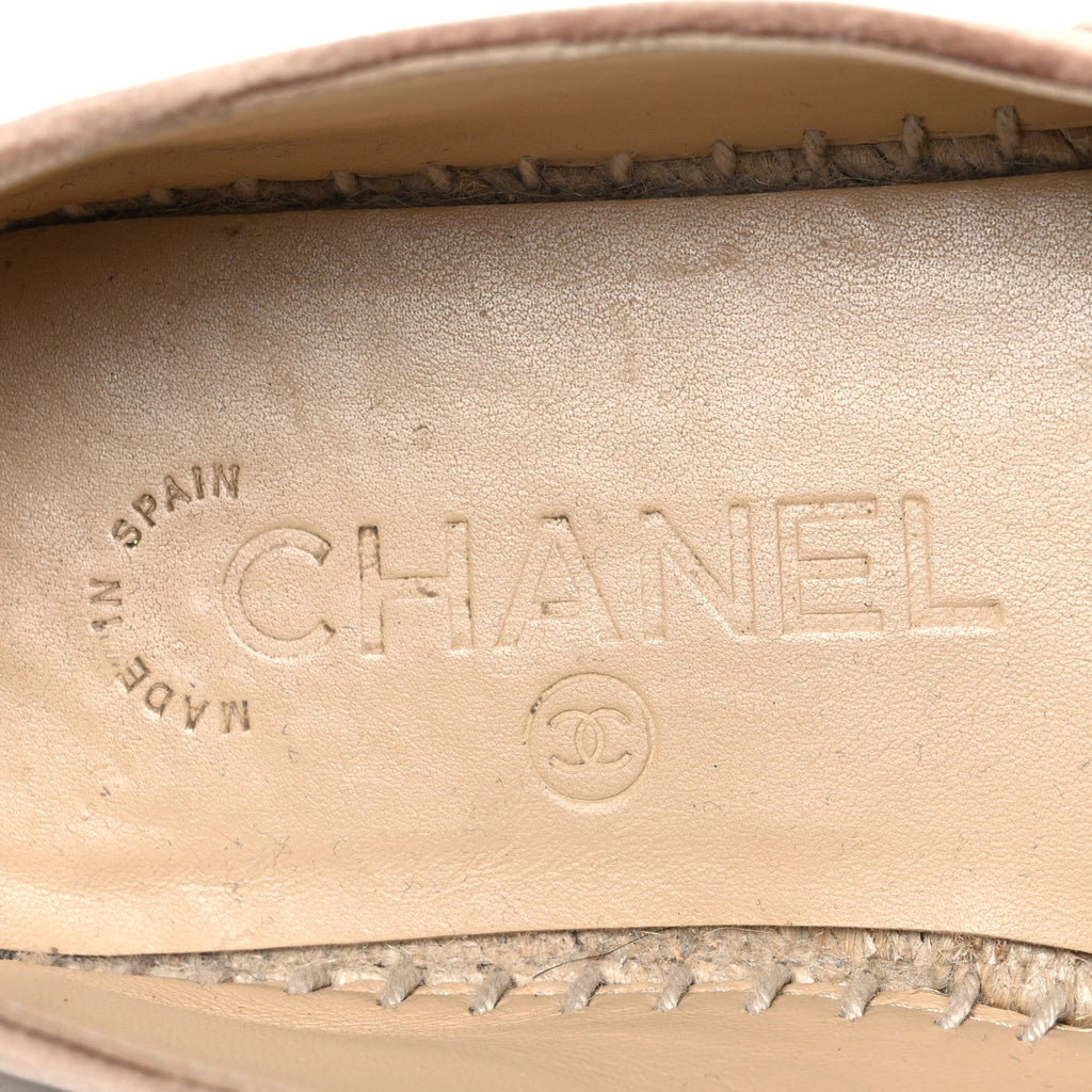 Chanel Velvet Logo Espadrilles 37 Beige Black