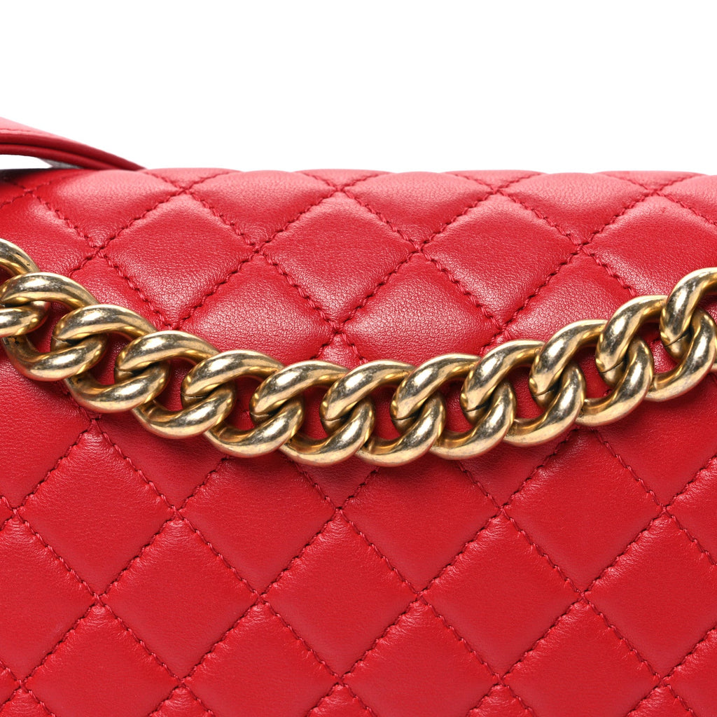 Chanel Lambskin Quilted Medium Boy Flap Red