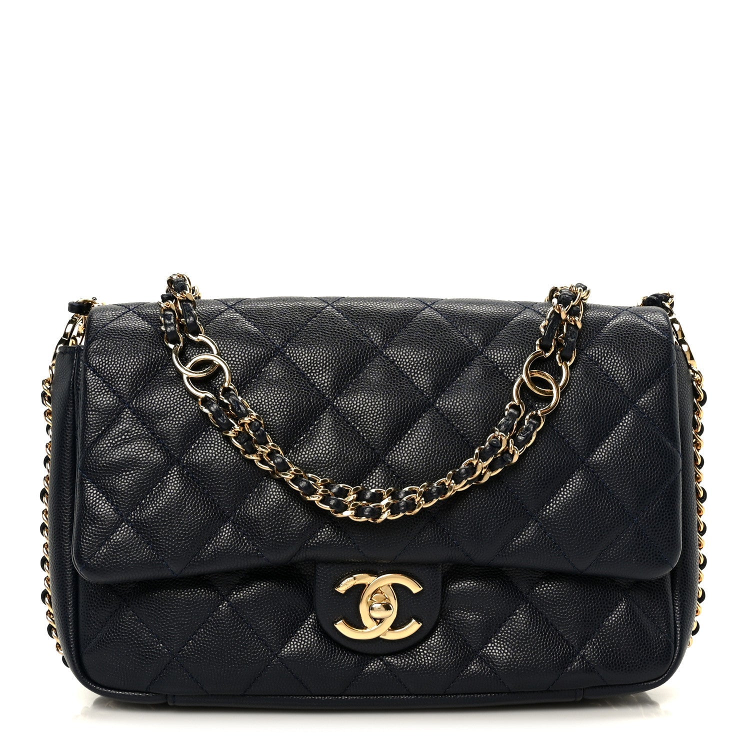 Chanel Caviar Quilted Small CC You Flap Navy