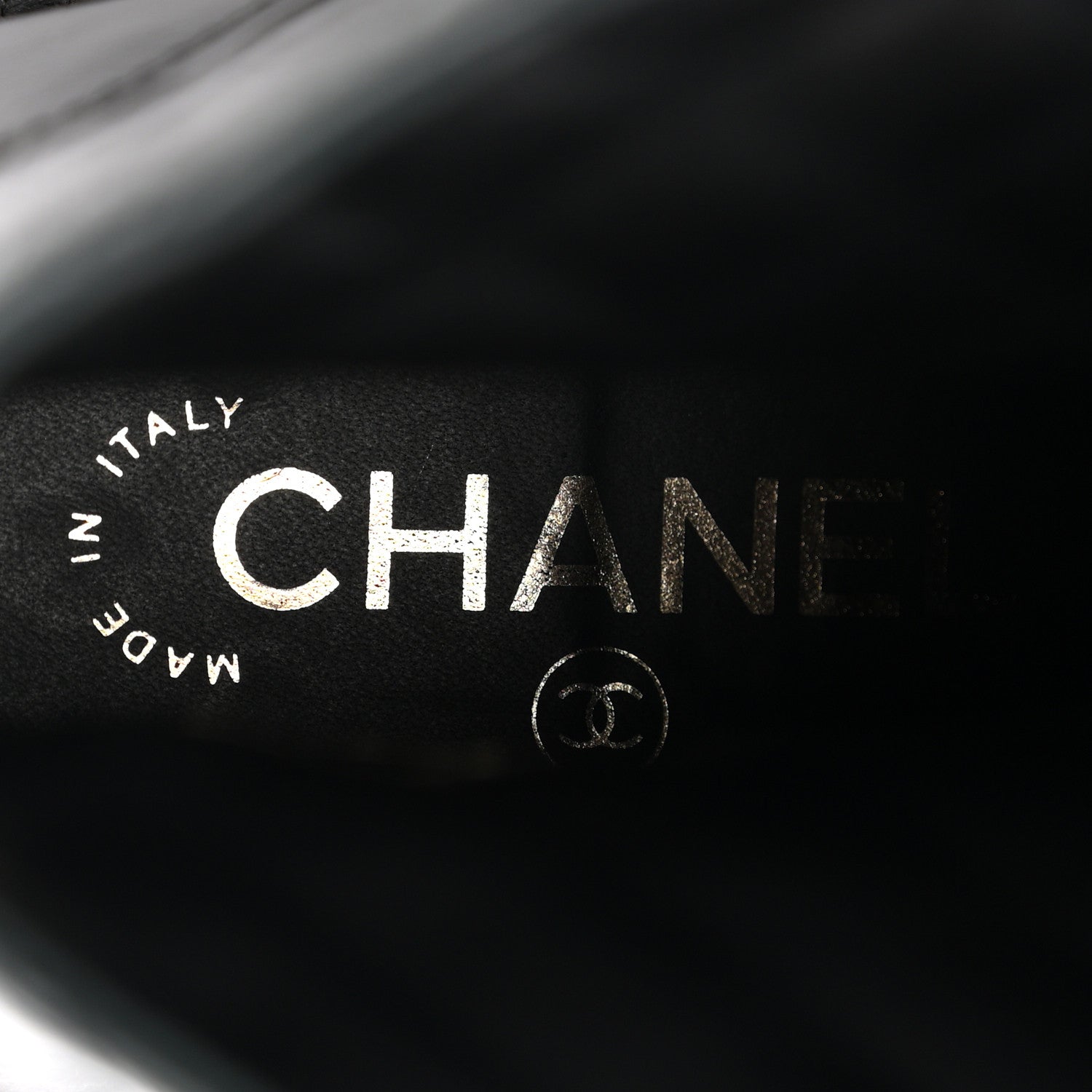 Chanel Shiny Goatskin Calfskin Quilted Lace Up Combat Boots 38.5 Black