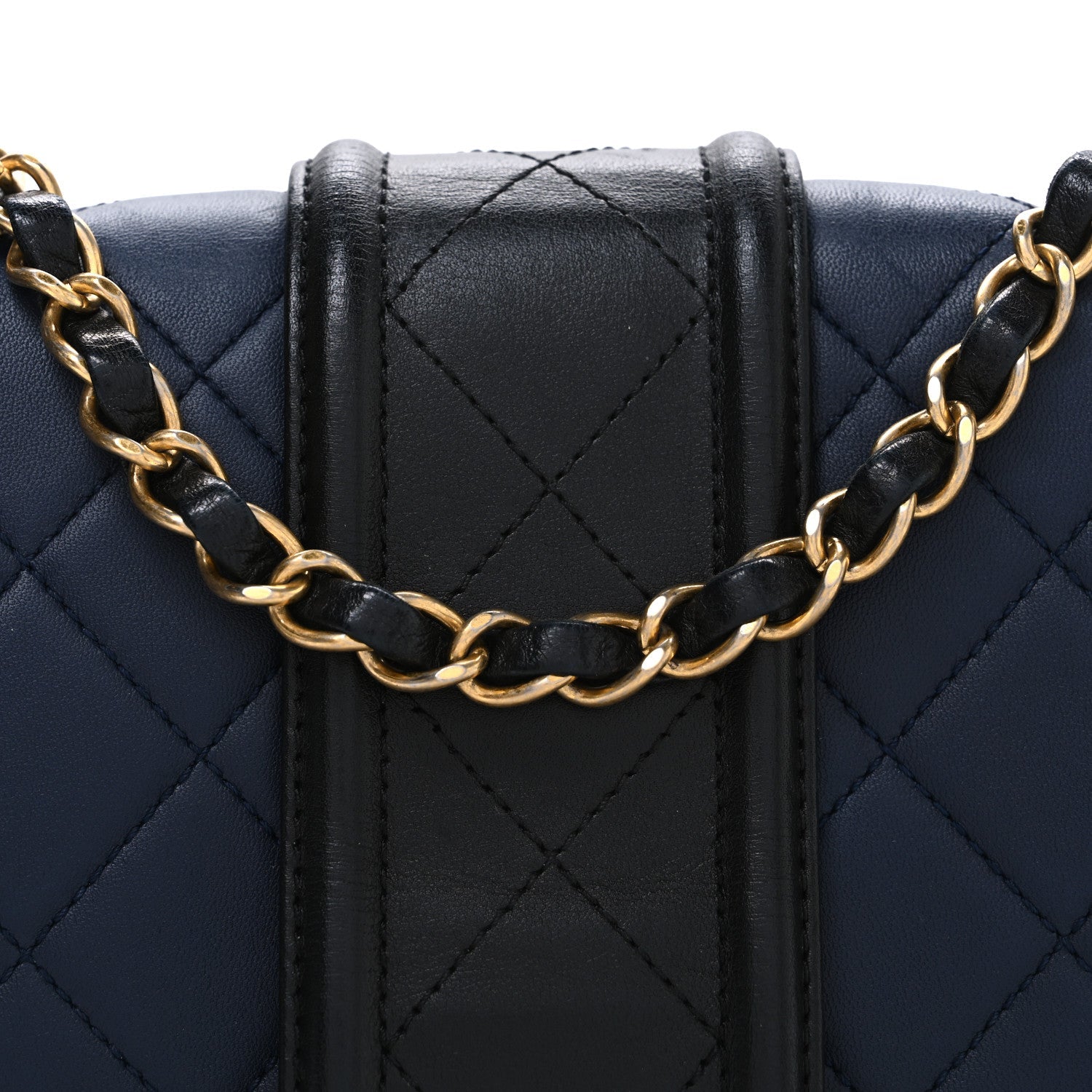 Chanel Lambskin Quilted Medium Elegant CC Flap Navy Black