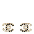 Crystal CC Earrings Black Gold