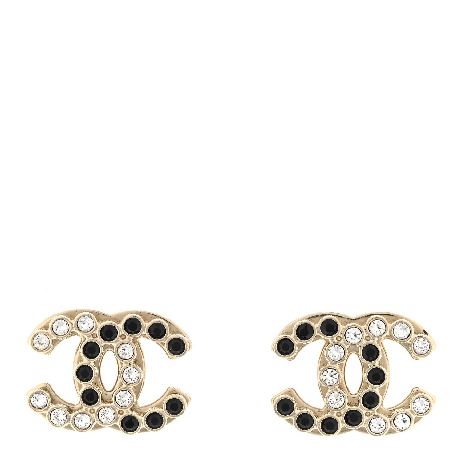 Crystal CC Earrings Black Gold