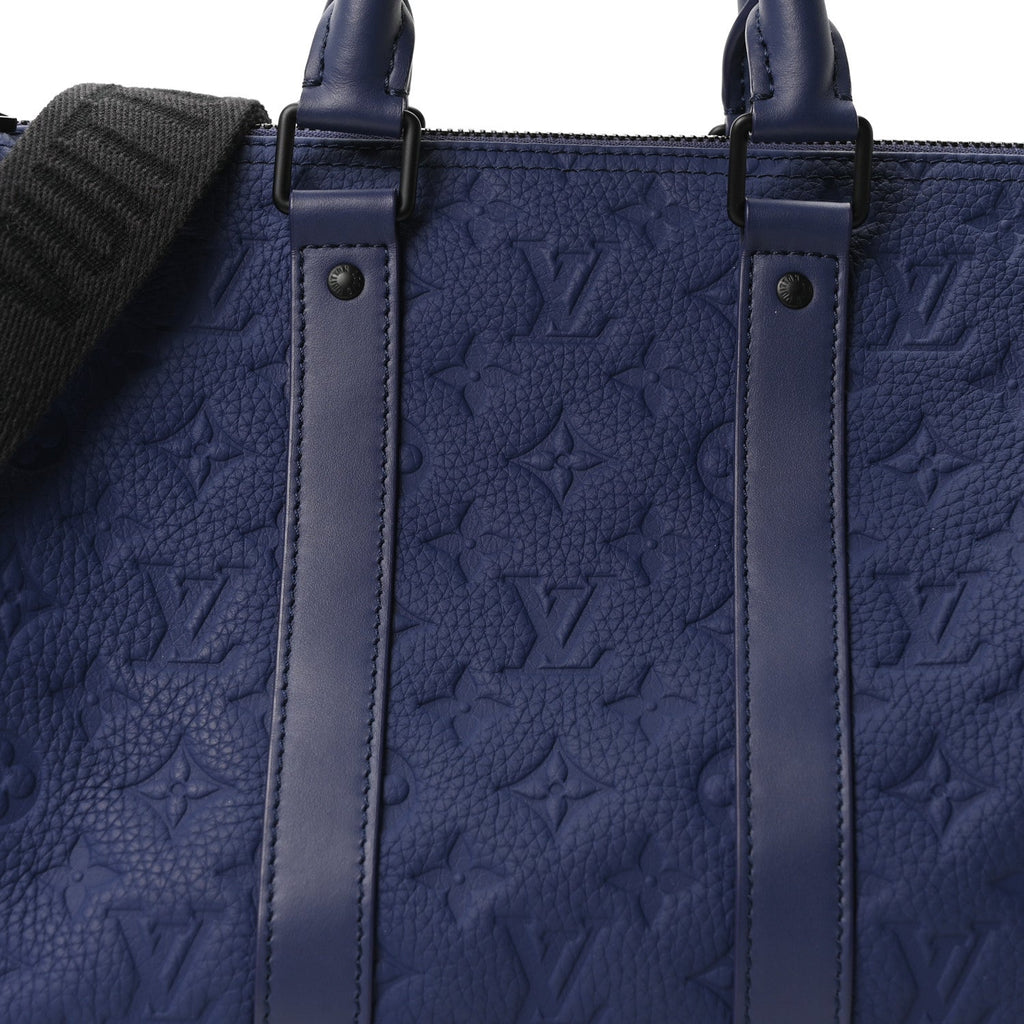 Louis Vuitton Monogram Taurillon Keepall Bandouliere 35 Blue