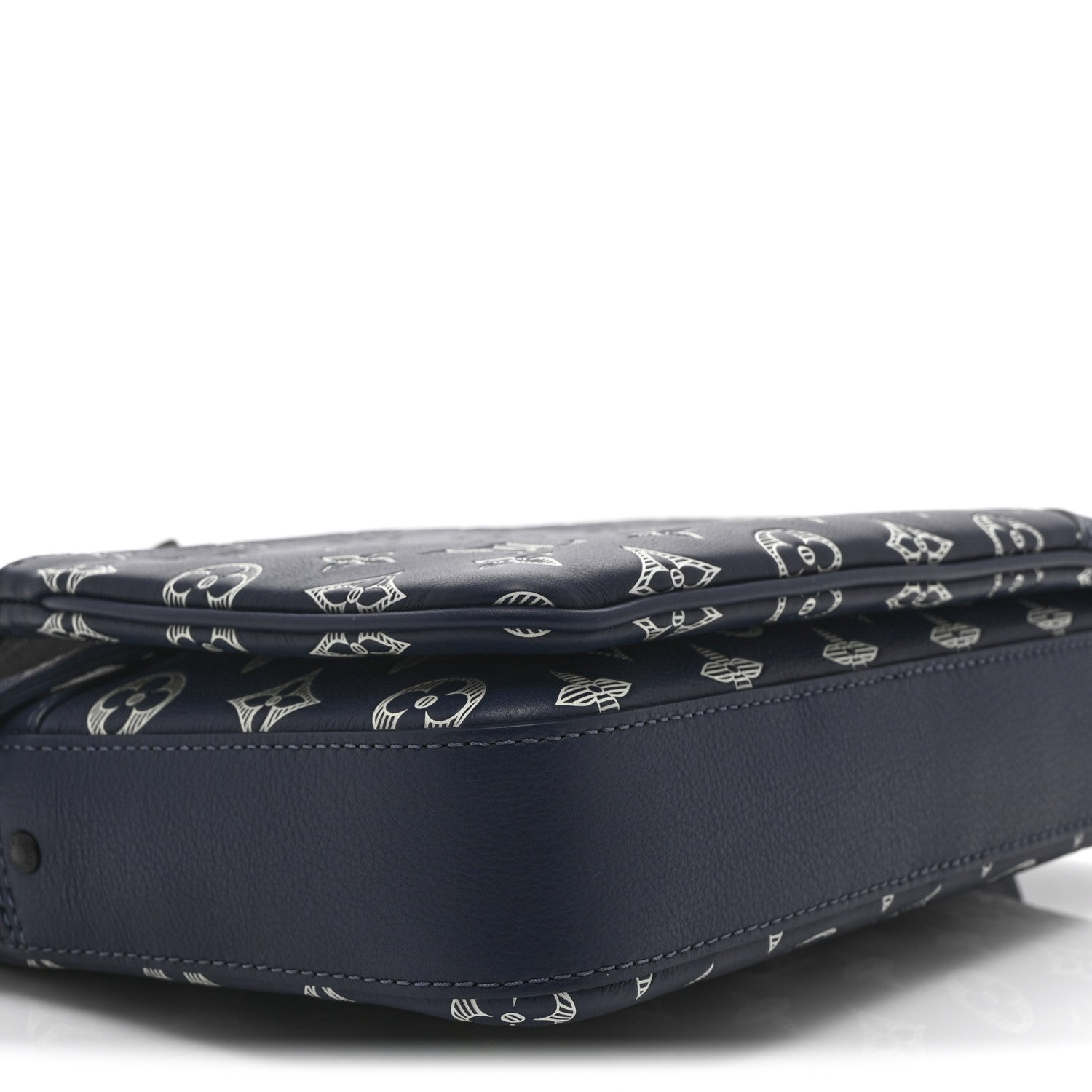 Louis Vuitton Calfskin Monogram Shadow Trio Messenger Navy White