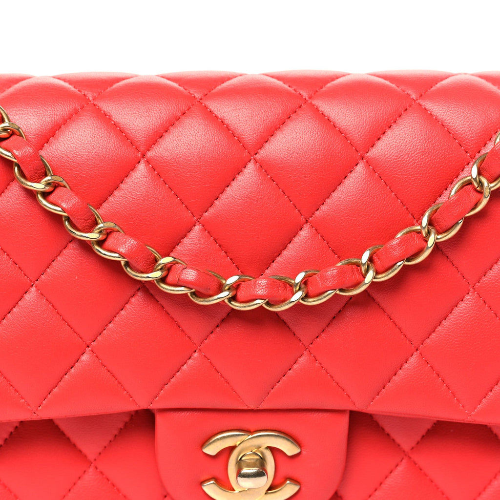 Chanel Lambskin Quilted Medium Double Flap Dark Pink