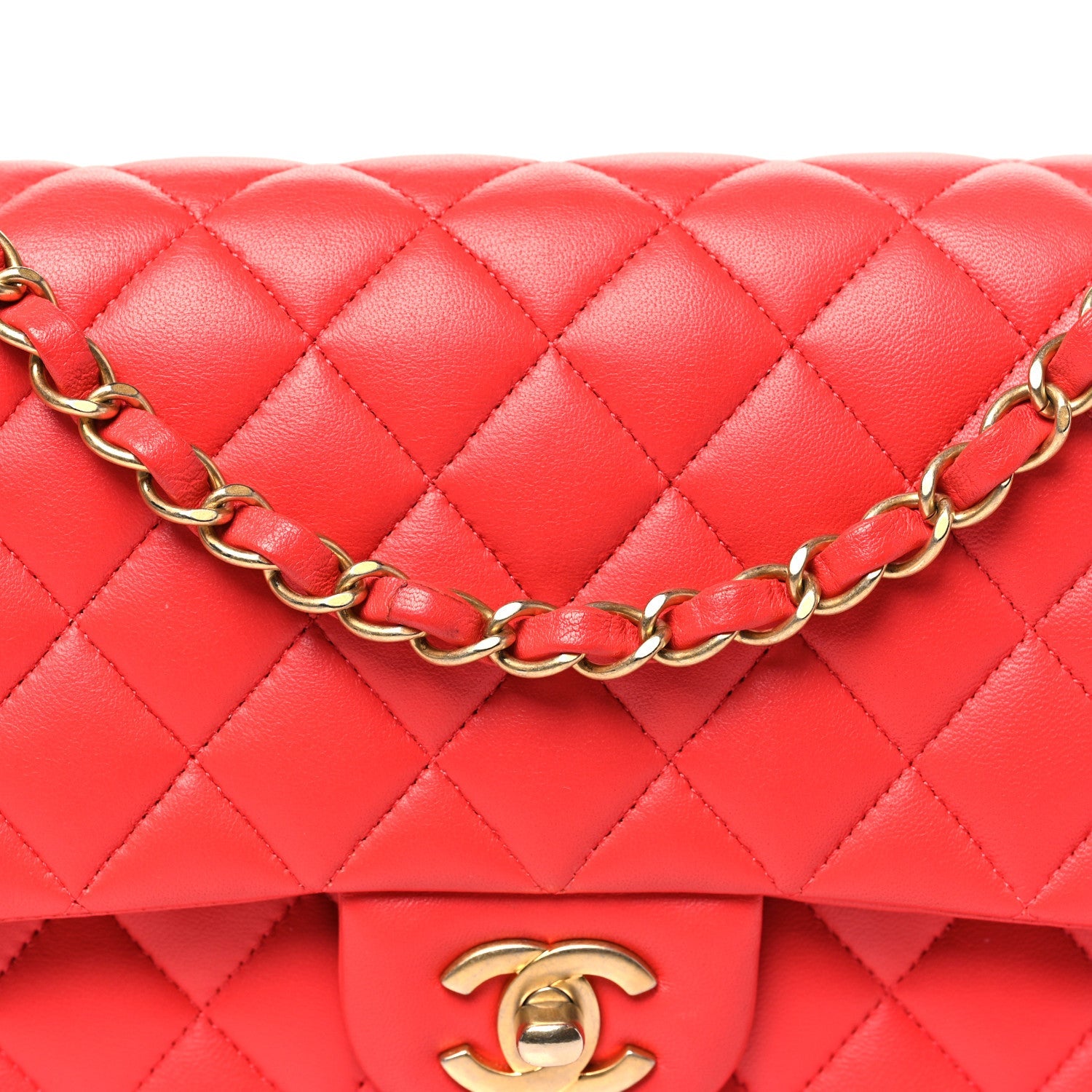 Chanel Lambskin Quilted Medium Double Flap Dark Pink
