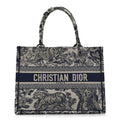 Christian Dior Canvas Embroidered Medium Dioriviera Toile De Jouy Book Tote Blue