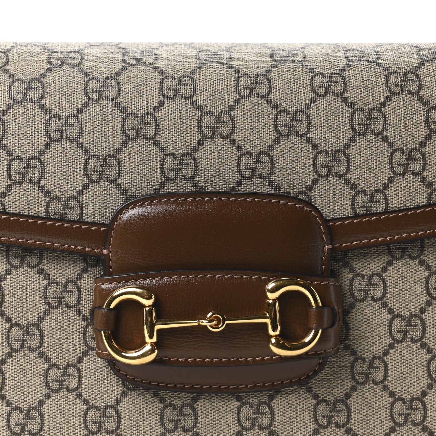 Gucci GG Supreme Monogram Horsebit 1955 Shoulder Bag Beige Brown Sugar