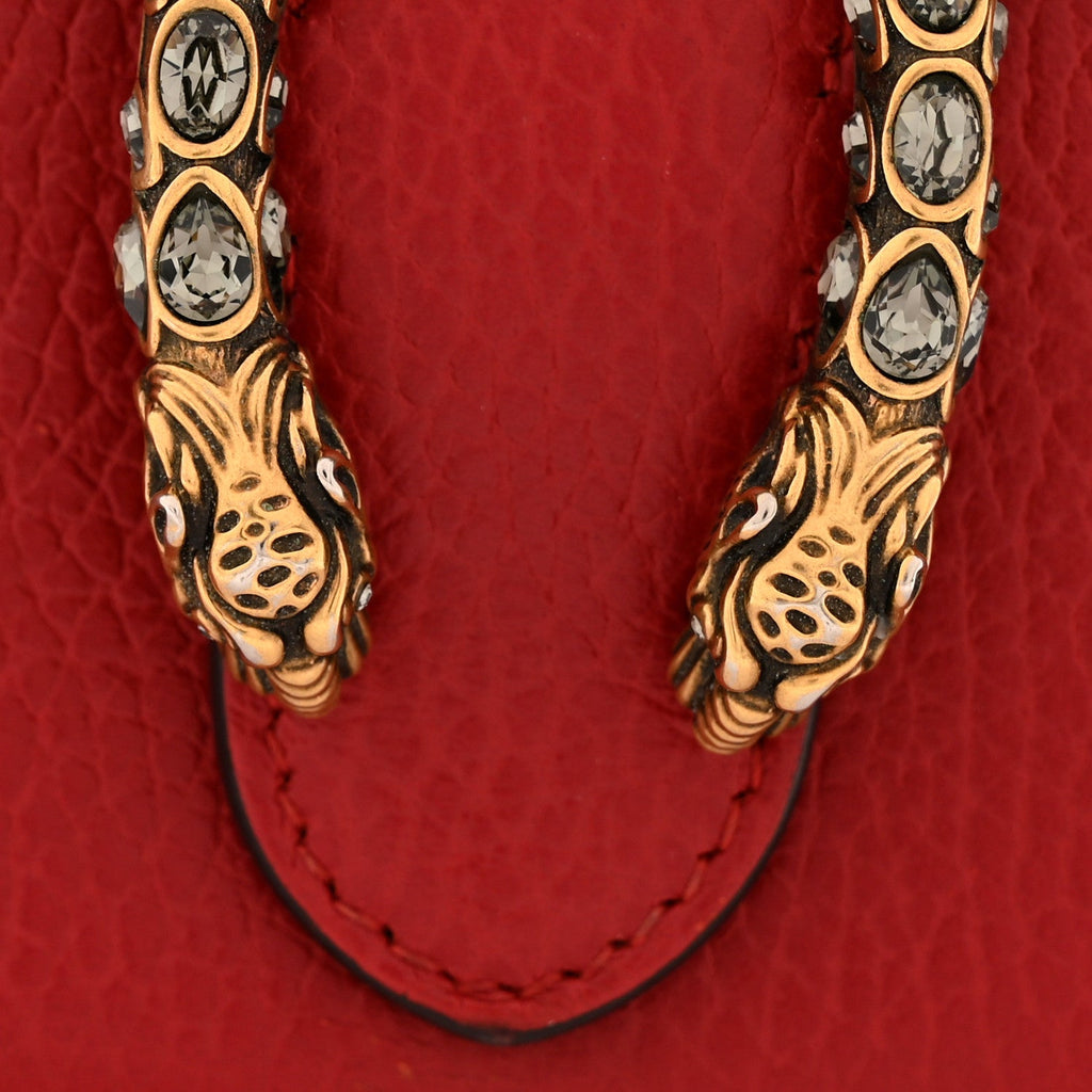 Gucci Calfskin Mini Dionysus Chain Wallet Hibiscus Red