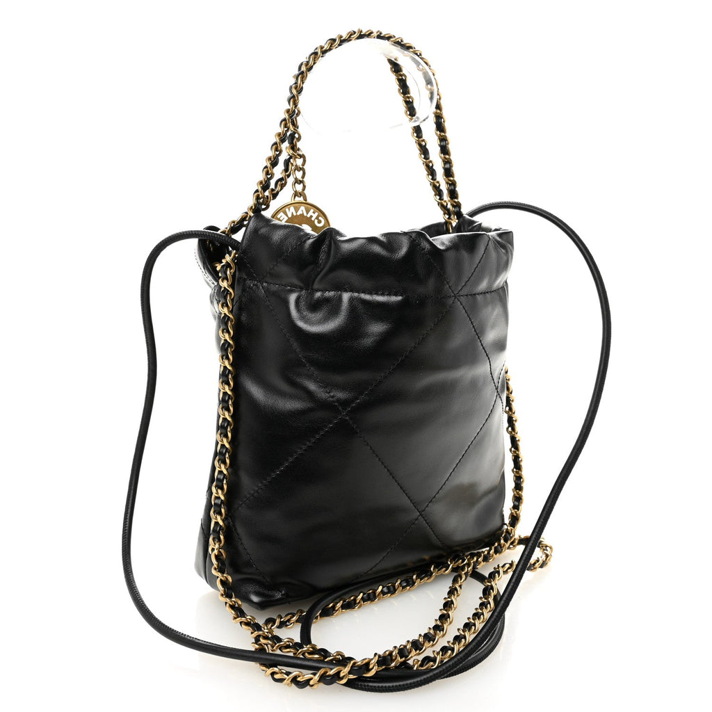 Chanel Shiny Calfskin Quilted Mini Chanel 22 Black