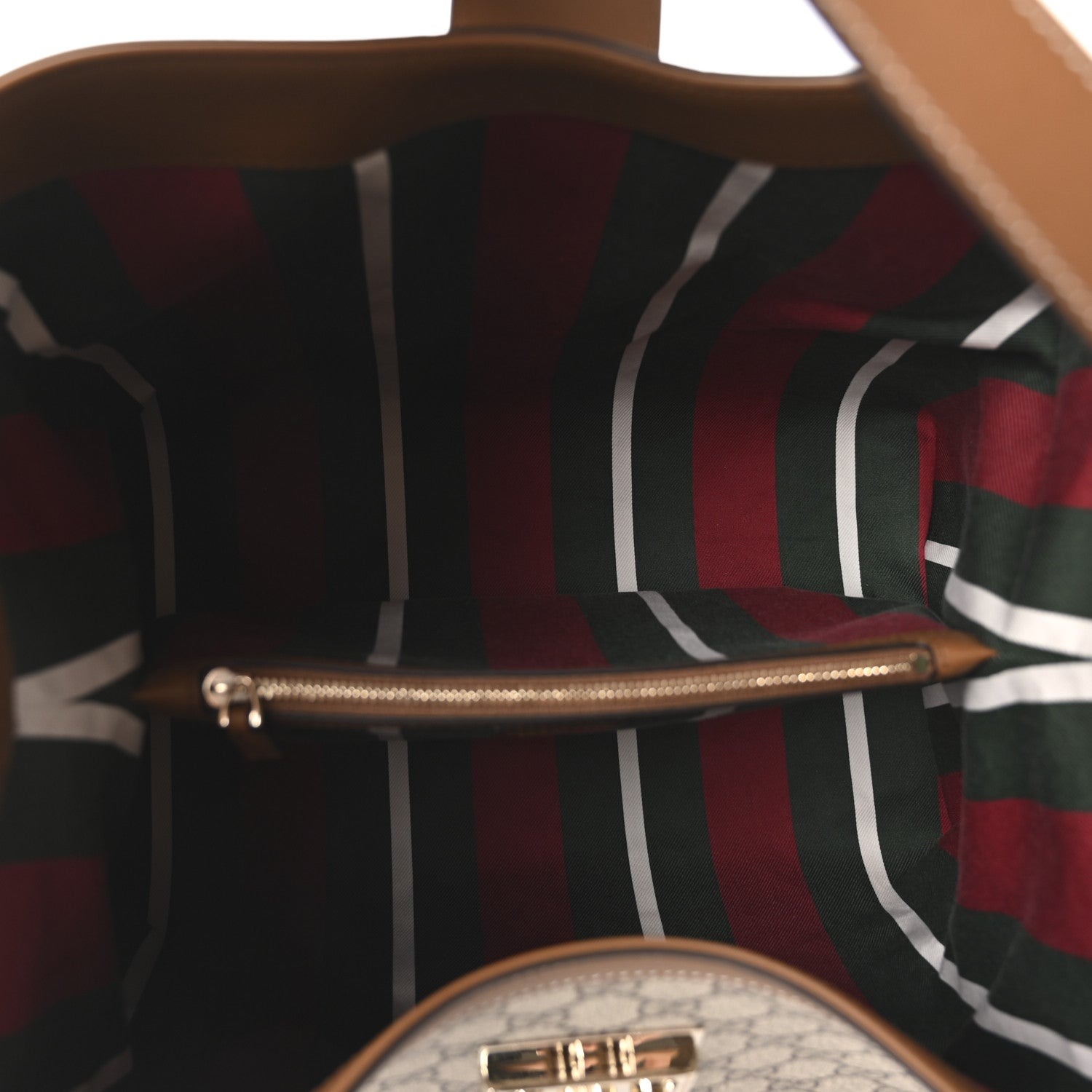Gucci GG Icon Monogram Padlock Shoulder Bag Beige Dark Brown