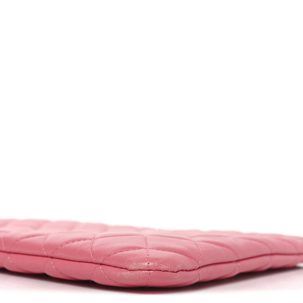Lambskin Quilted Medium Casino Beauty CC Cosmetic Case Fuchsia