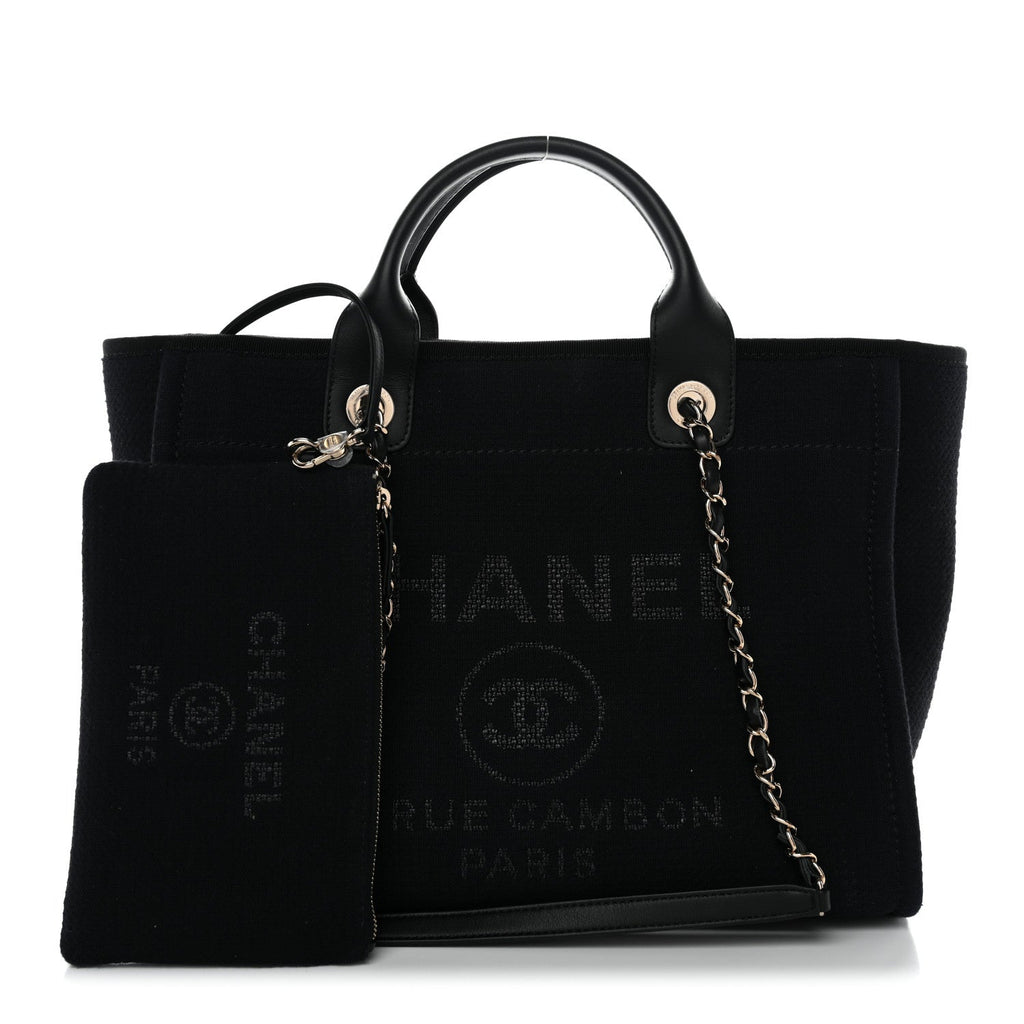 Chanel Mixed Fibers Small Deauville Tote Black