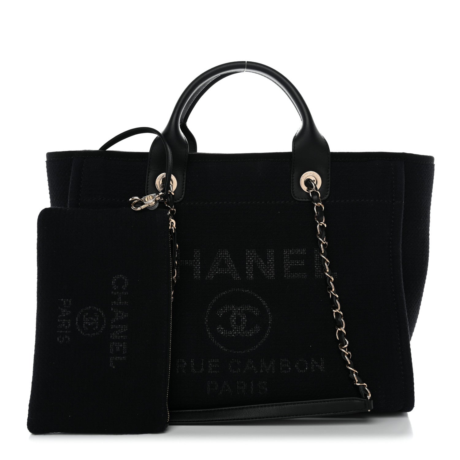 Chanel Mixed Fibers Small Deauville Tote Black