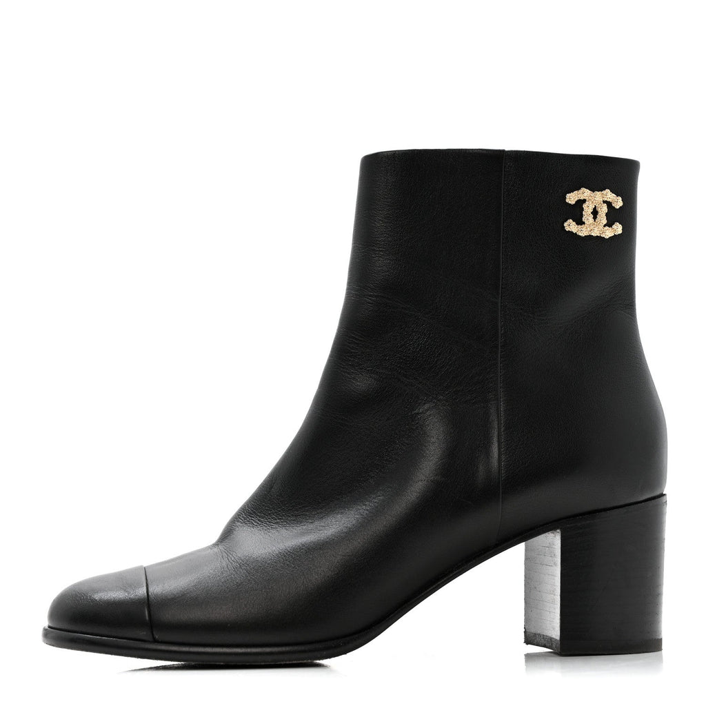 Calfskin CC Ankle Boots 40 Black