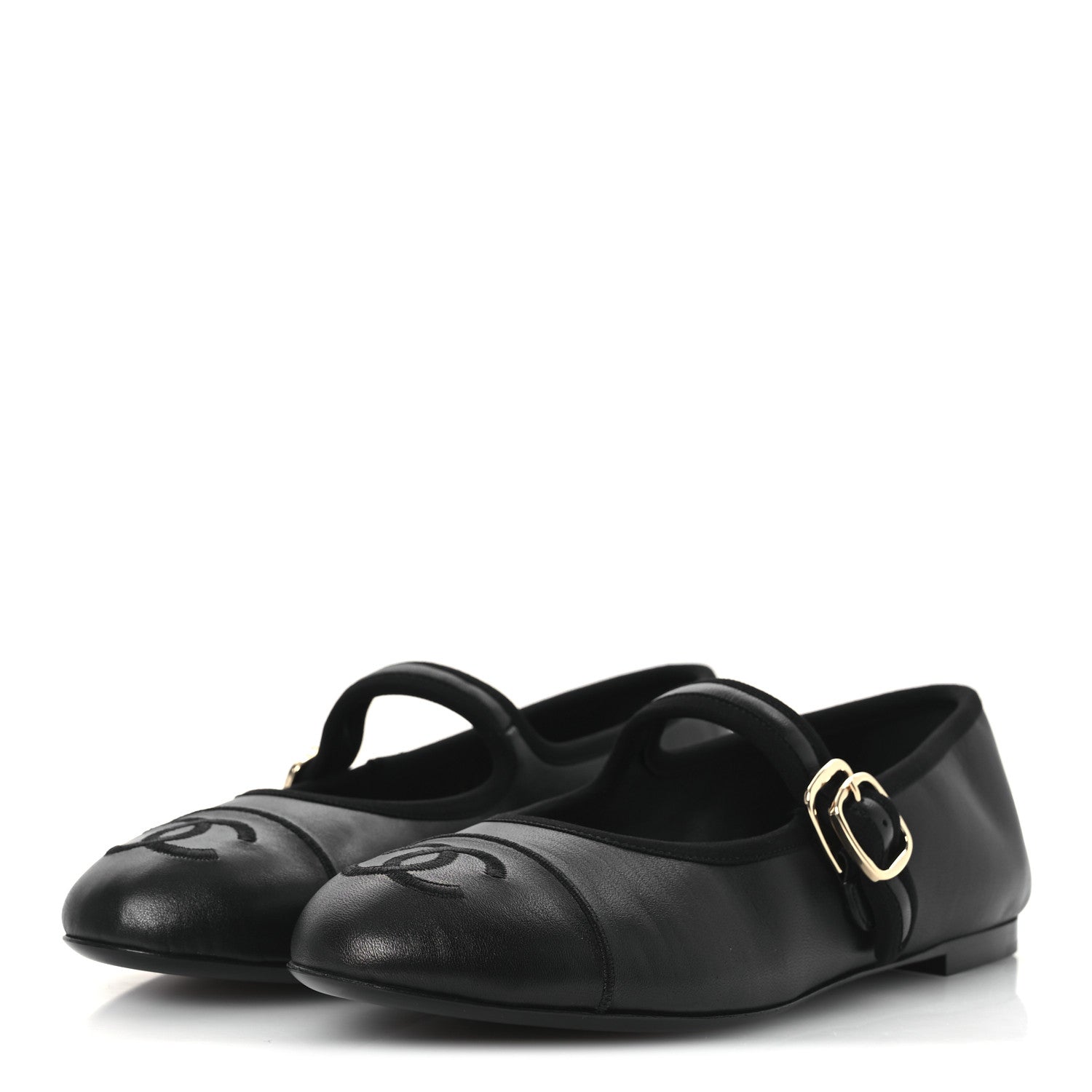 Lambskin Mary Jane Flats 37.5 Black