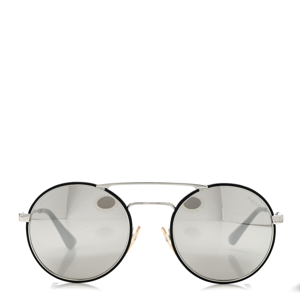 Prada Round Sunglasses SPR 51S Black Silver