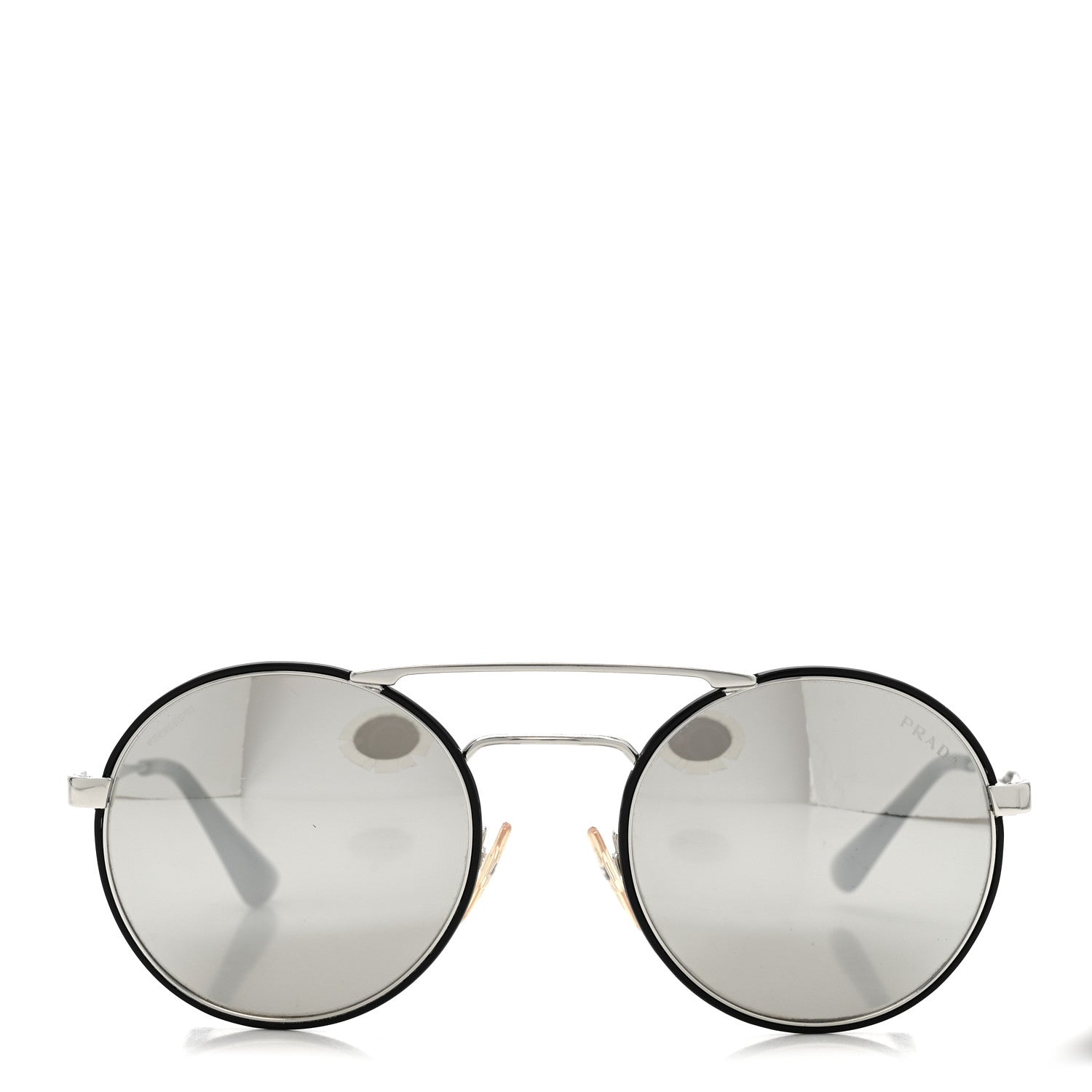 Prada Round Sunglasses SPR 51S Black Silver