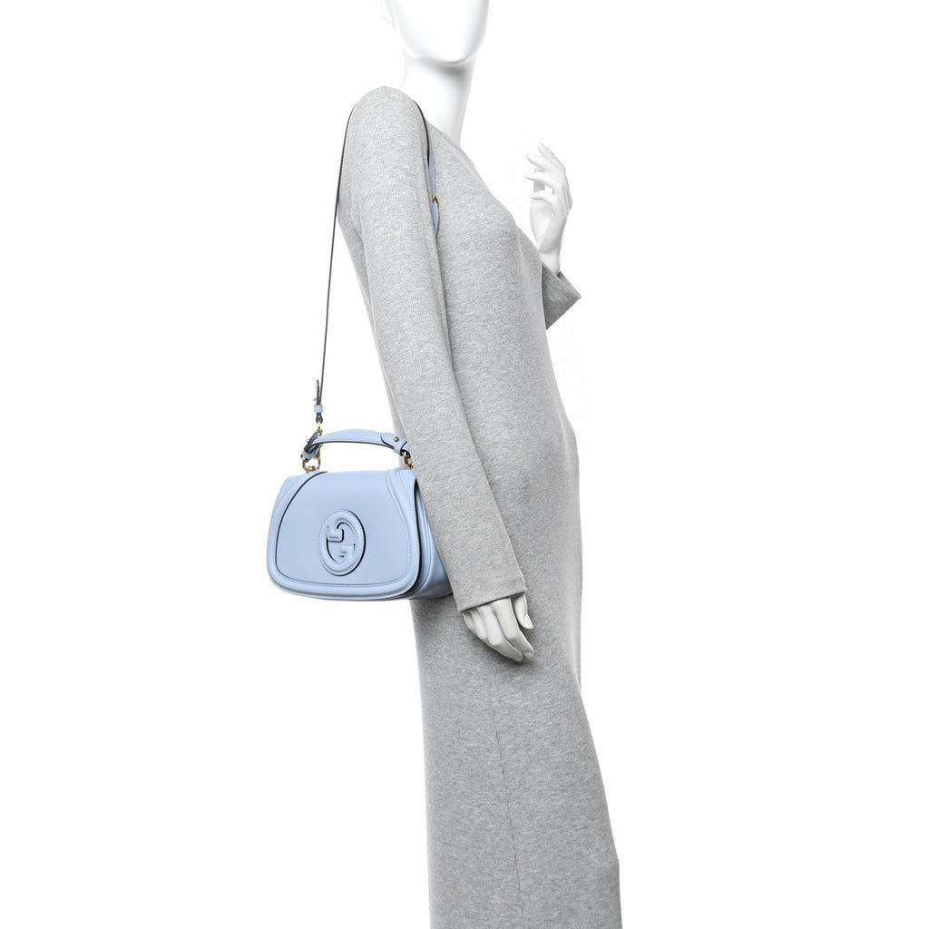 Gucci Roxy Calfskin Medium Blondie Top Handle Bag Cloudy Blue