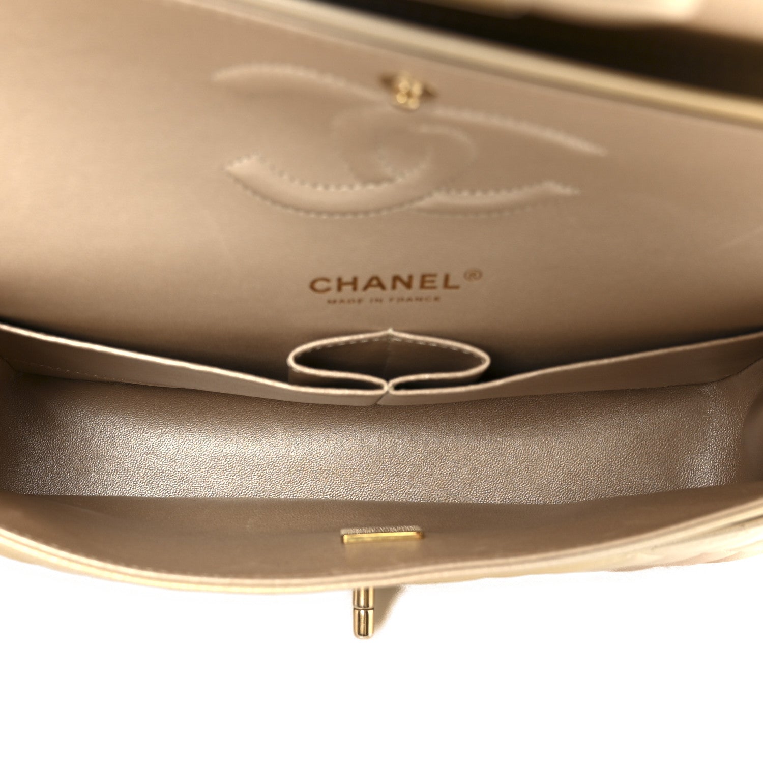 Chanel Metallic Goatskin Quilted Ombre Medium Double Flap Gold