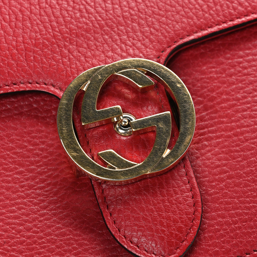 Gucci Dollar Calfskin Small Interlocking G Shoulder Bag Red