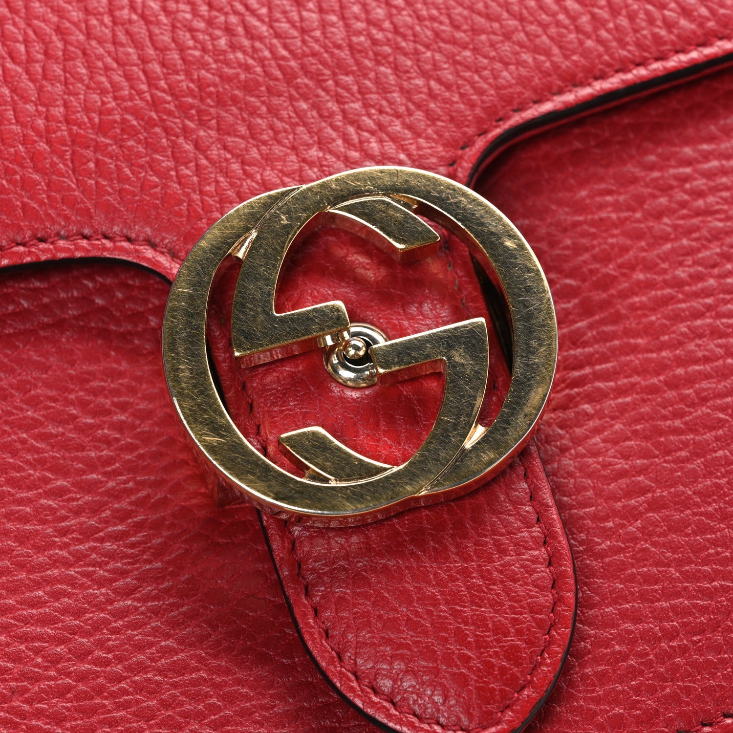 Gucci Dollar Calfskin Small Interlocking G Shoulder Bag Red