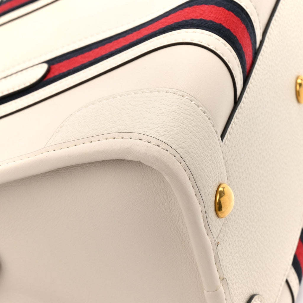 Gucci Koi Calfskin Medium Bauletto Duffle Top Handle Bag White
