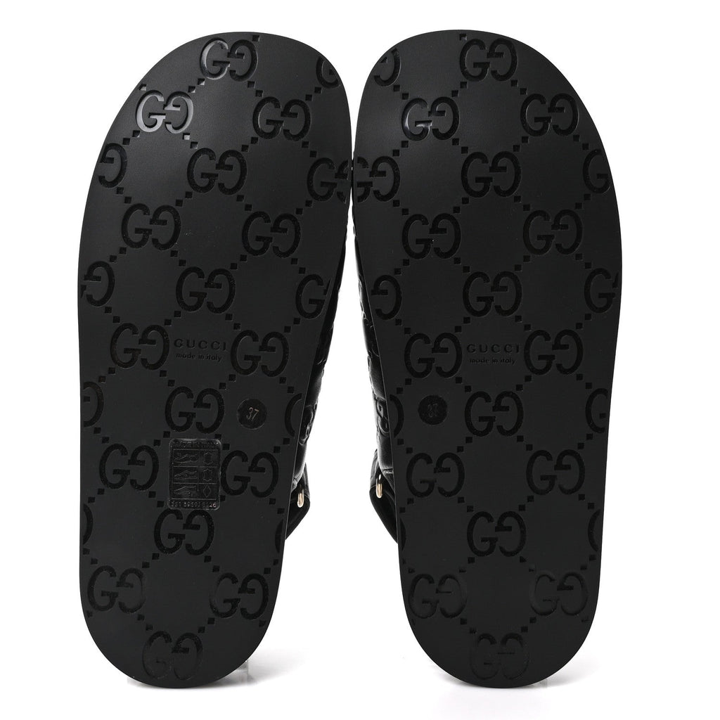 Gucci Guccissima GG Embossed Womens Sandals 37 Black