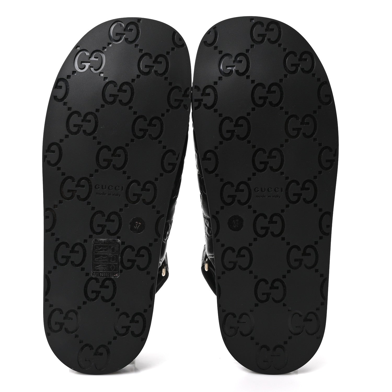 Gucci Guccissima GG Embossed Womens Sandals 37 Black