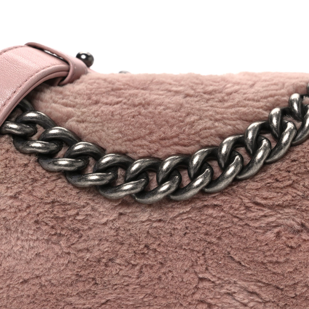 Chanel Fur Calfskin Small Boy Flap Pink