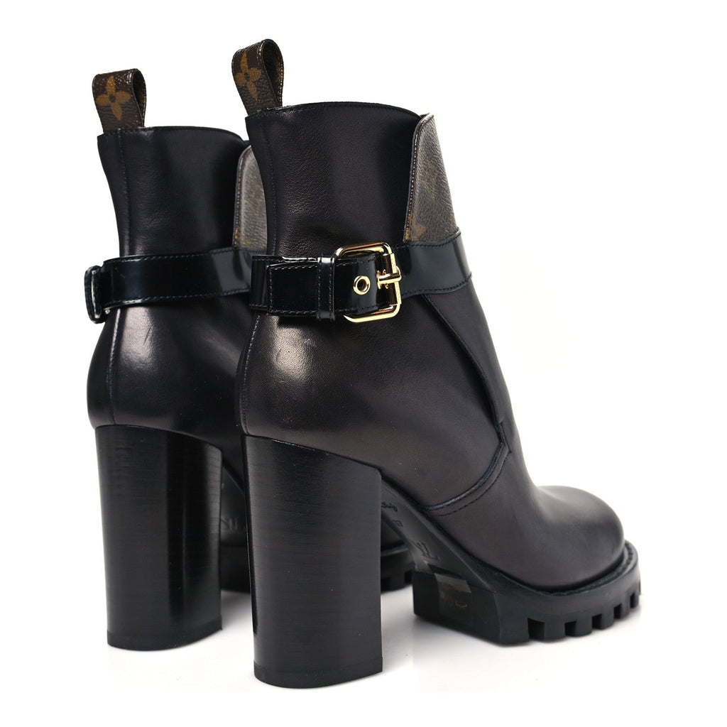 Louis Vuitton Calfskin Monogram Star Trail Ankle Boots 37 Black