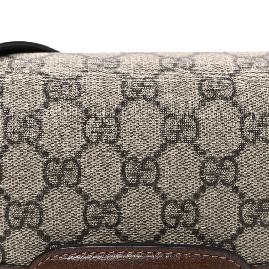 Gucci GG Supreme Monogram Horsebit 1955 Shoulder Bag Beige Brown Sugar