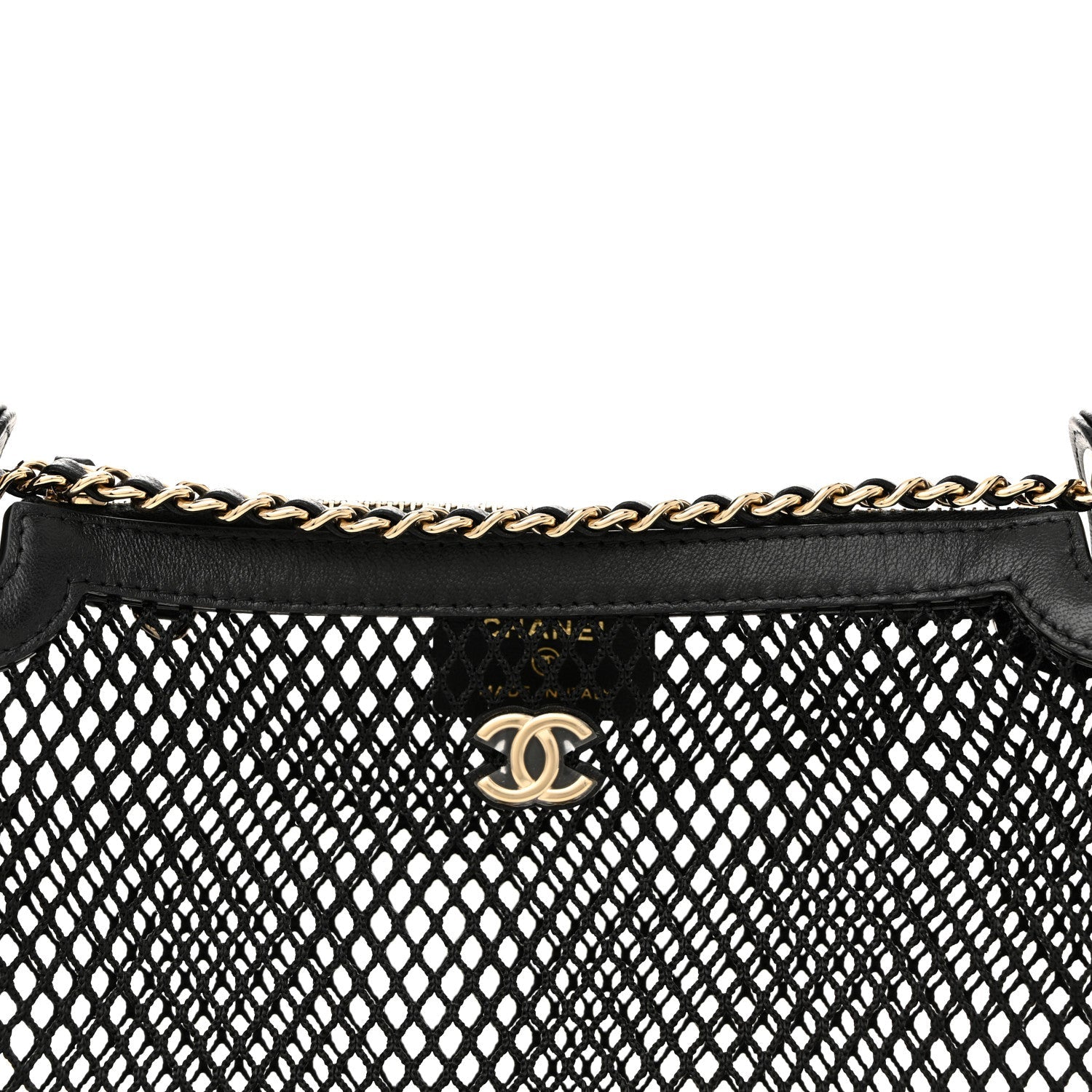 Chanel Mesh Shiny Lambskin Clutch With Chain Black