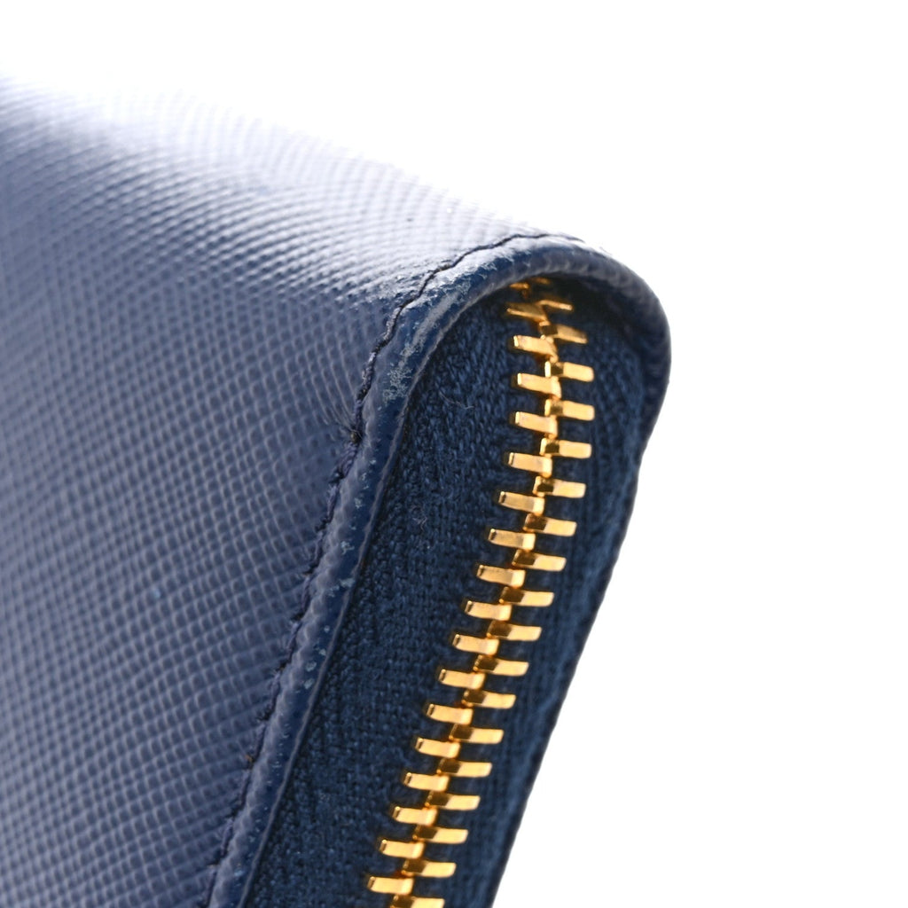 Prada Saffiano Metal Zip Around Wallet Baltico