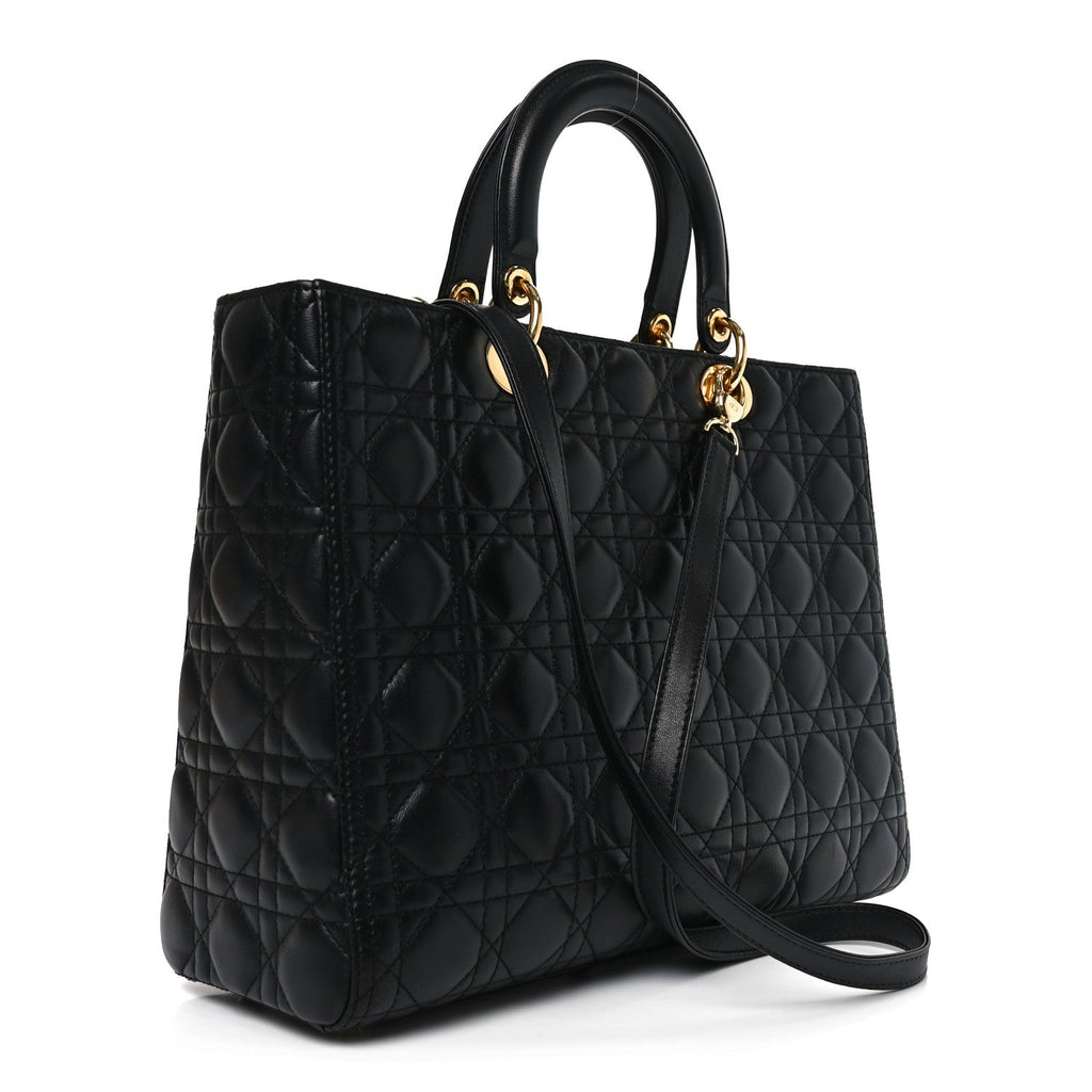 Christian Dior Lambskin Cannage Large Lady Dior Black