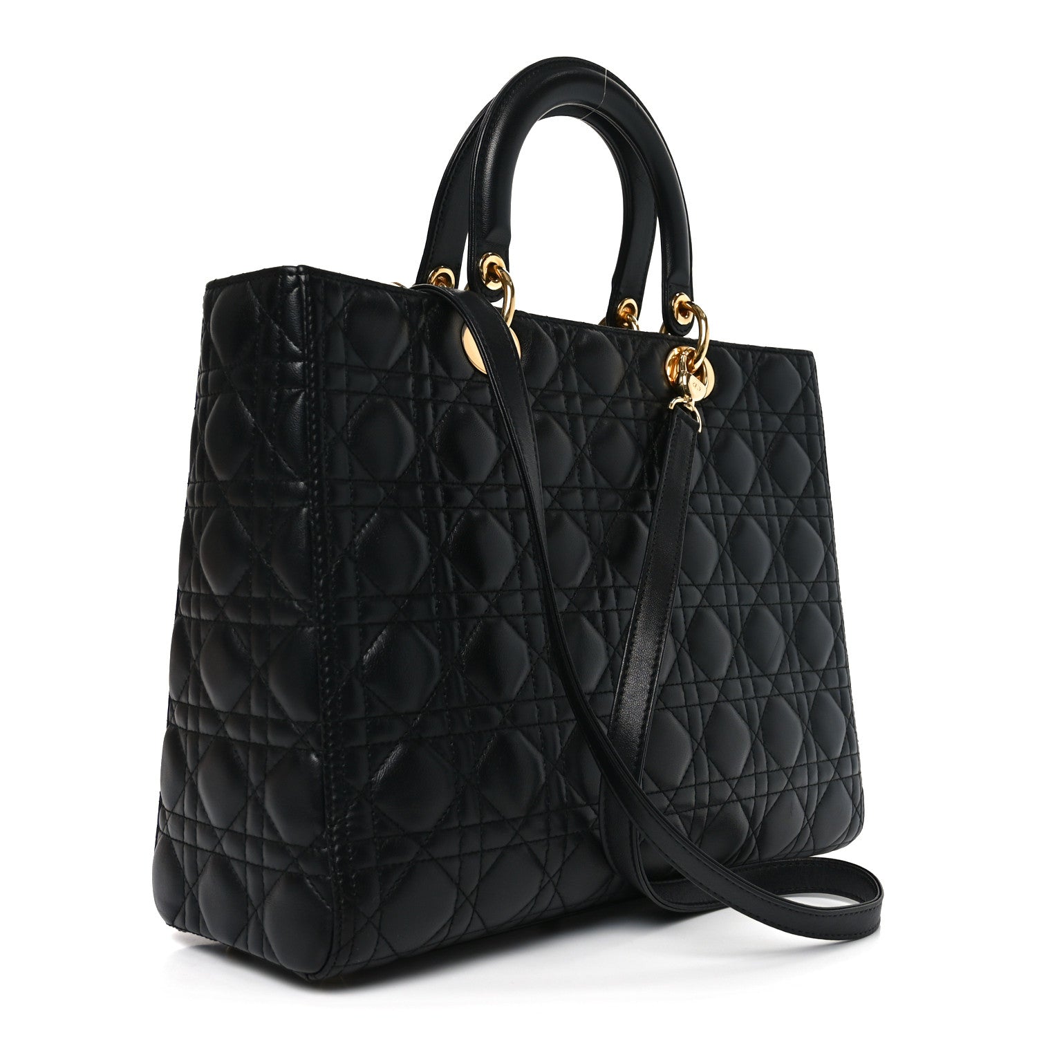 Christian Dior Lambskin Cannage Large Lady Dior Black