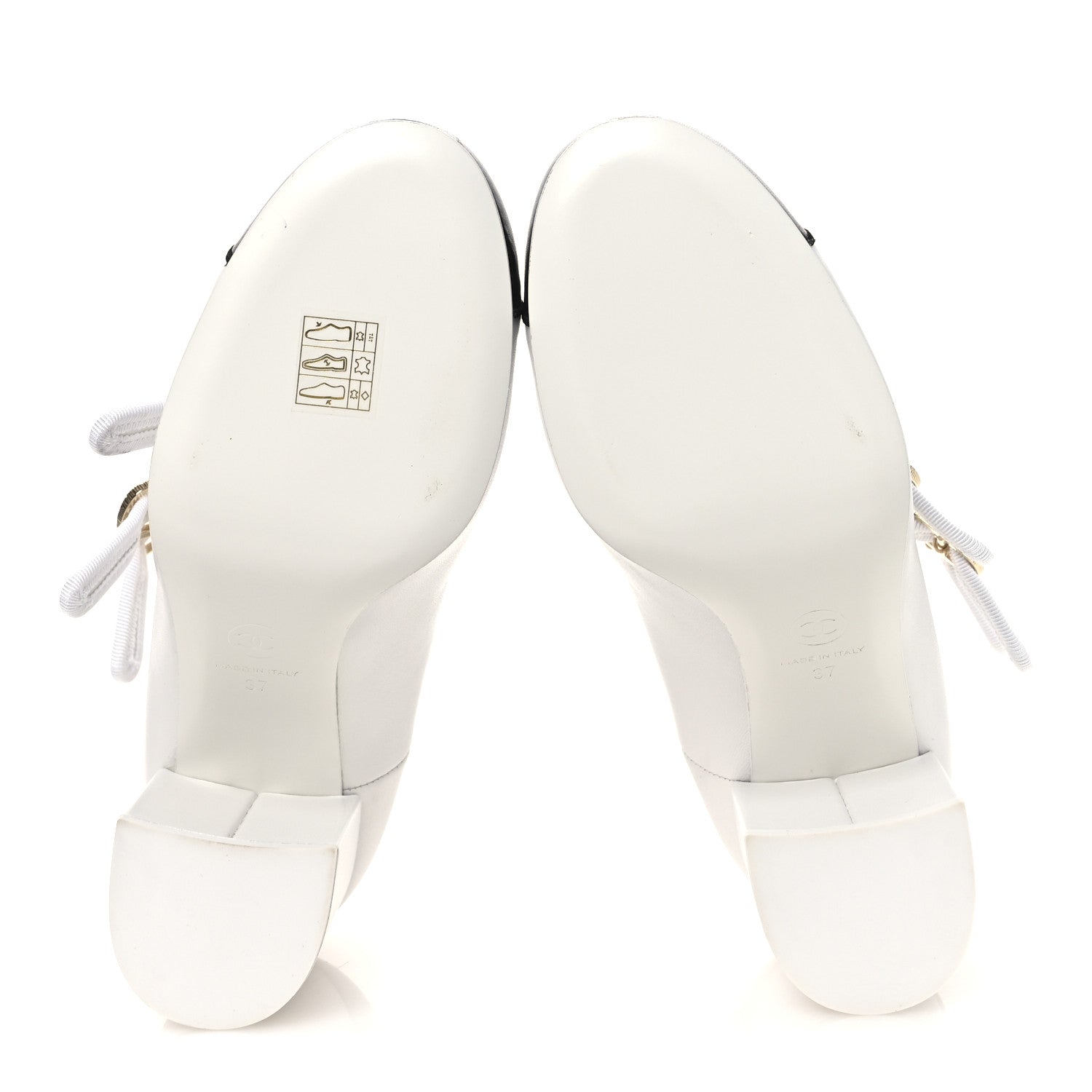 Lambskin Metal Mary Jane Pumps 37 White Black