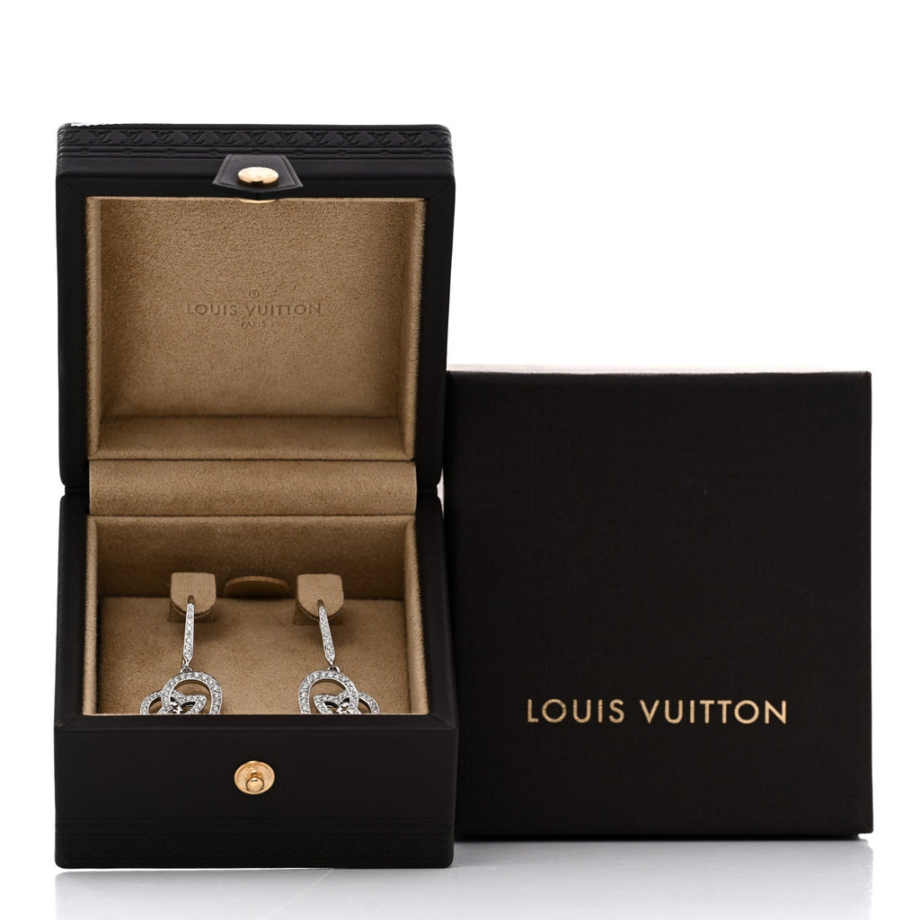 Louis Vuitton 18K White Gold Diamond Small Coeur Heart Drop Earrings